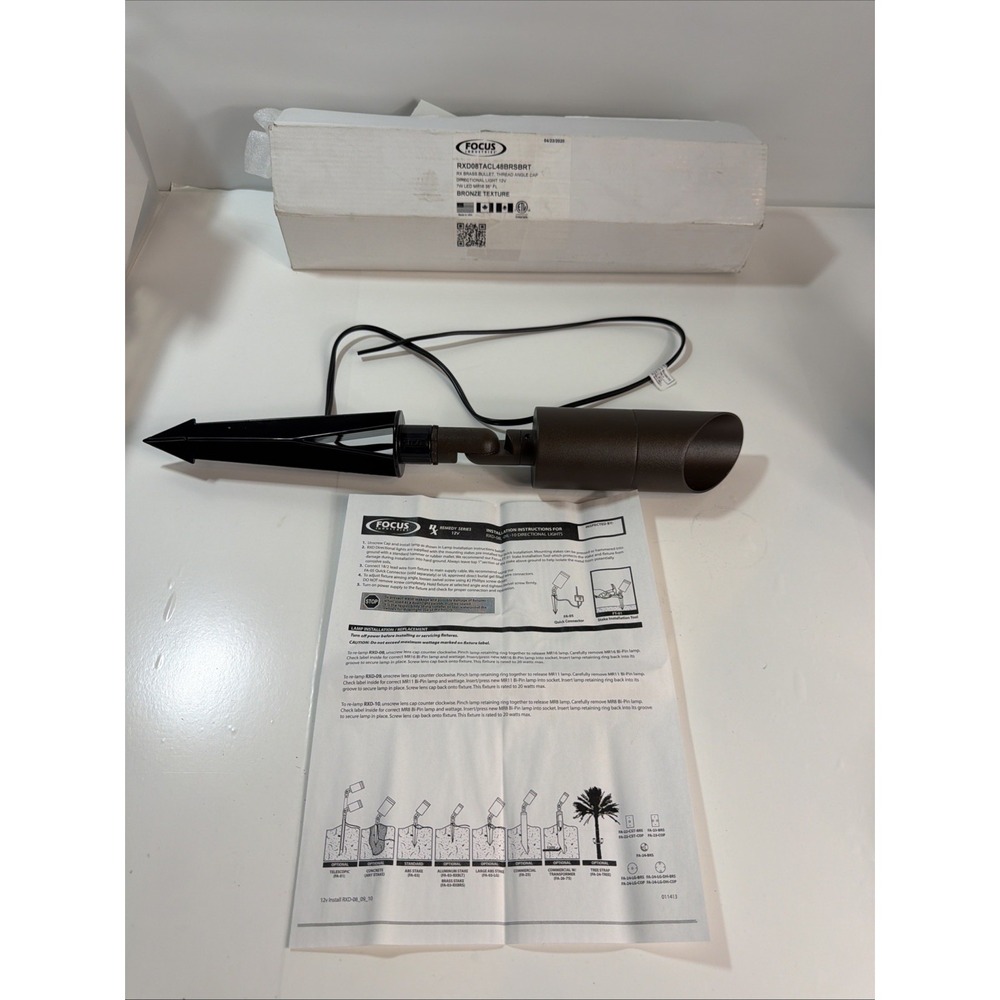 Focus Industries RXD08TACL48BRSBRT Brass Bullet Directional Landscape Light 12V